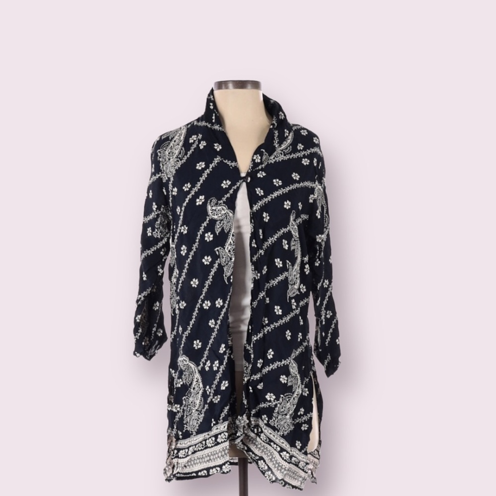 Snd Fashion Print Kimono Casual Cardigan Loose Cover up 100% Rayon. Size small